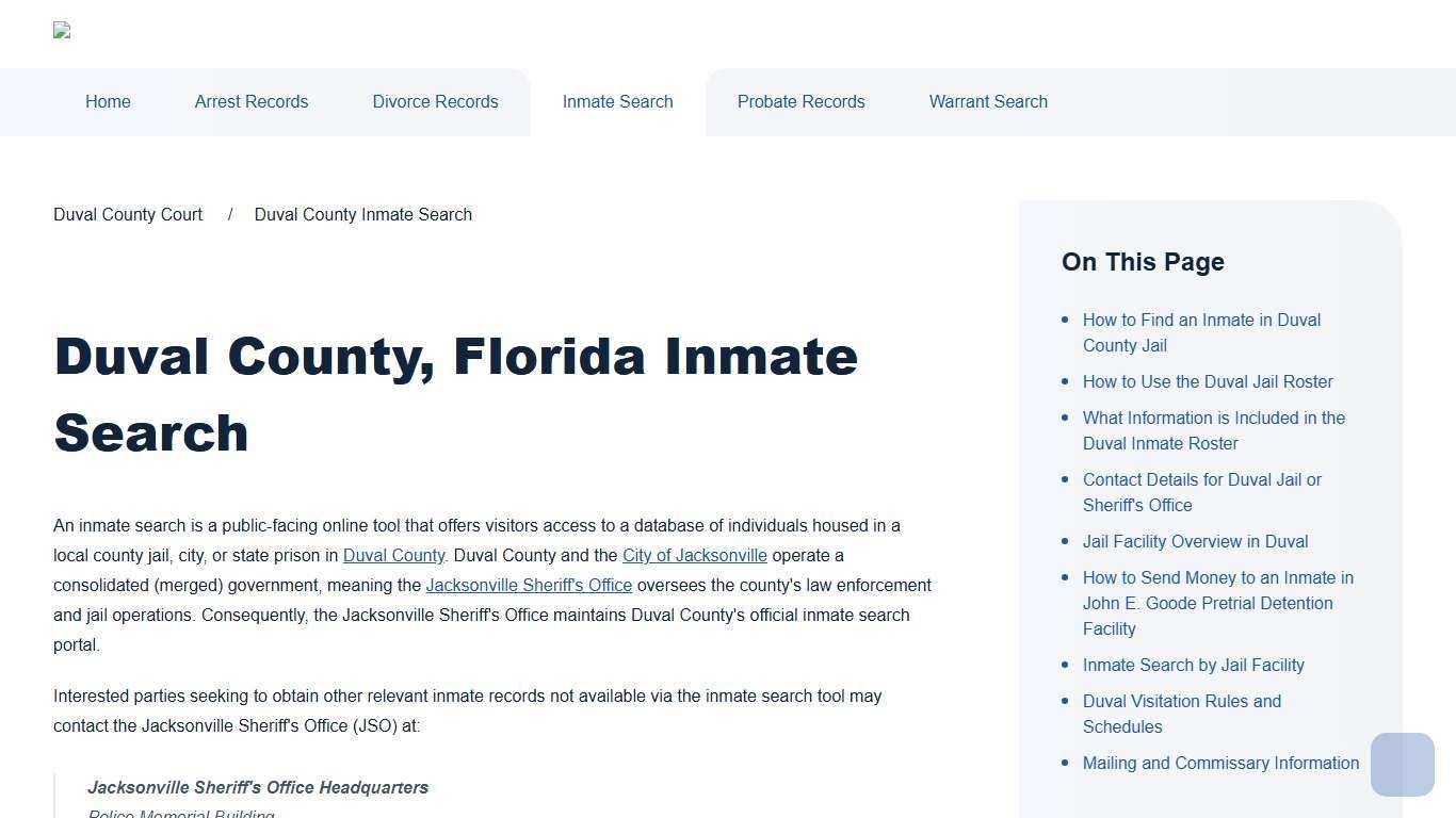 Duval County Inmate Search | Duval County Court
